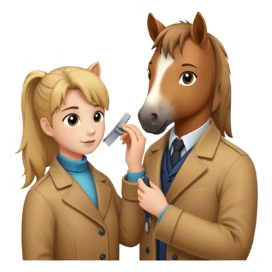 person grooming a pony sticker