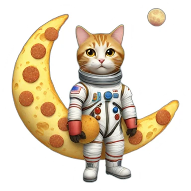 cat walking on moon with boots made of burgers sticker