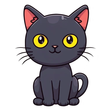 Black cat with yellow eyes  sticker