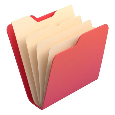 3D style paper folder, some papers protruding from the top, smooth and glossy finish, minimal background sticker