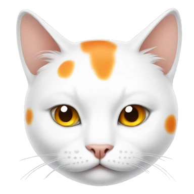 fat white cat with orange spots sticker