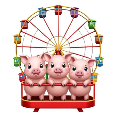 3 little piggies at the fair playing on Ferris wheel during a rainstorm  sticker