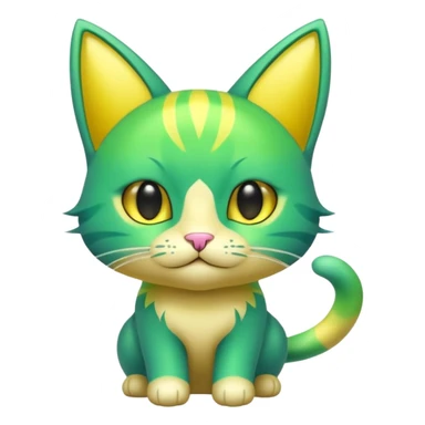 Green and Yellow Electrike-Amaura-Aurorus-Shiny-glorp-cat-fusion  sticker