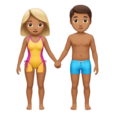 pareja en bañador, dados de la mano sticker