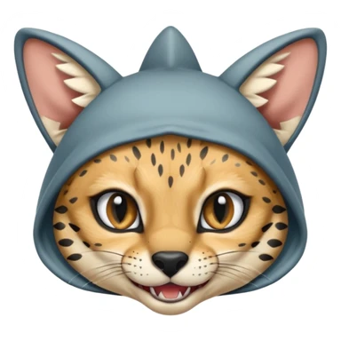 Wearing shark hood serval meme eye wink sticker