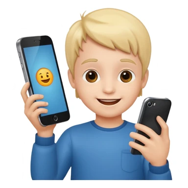 happy little kid with a smartphone sticker