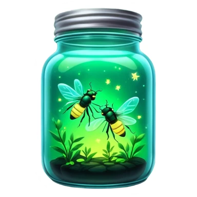 Two fireflies in a glass jar sticker