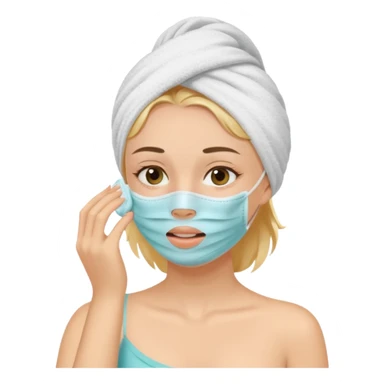 A girl after shower putting on a facemask sticker