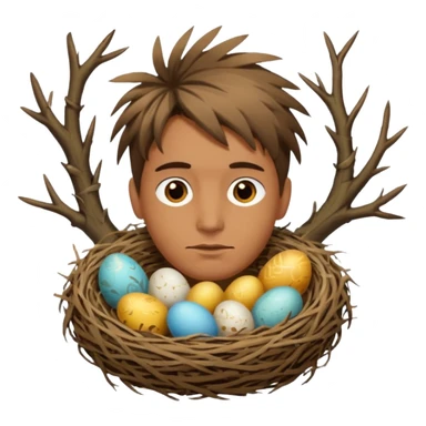 Man who has a Birds Nest for hair sticker