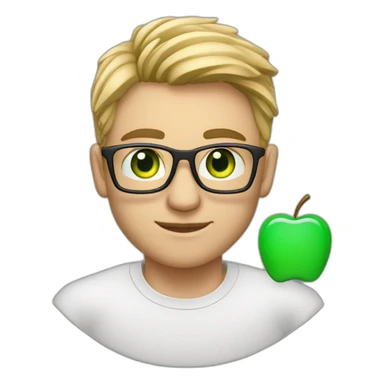 White Software engineer with green eyes coding on a macbook with AirPods sticker