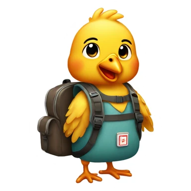 Little chicken with a bagpack sticker