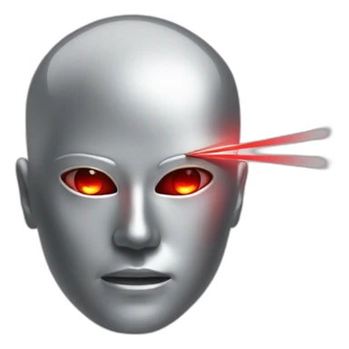 A silver human head with red laser beam streaking out of eyes  sticker