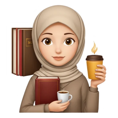Muslim girl with coffe and books sticker