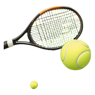 A tennis racket and a ball placed on a grassy court, with the net visible in the background. The scene captures the elegance and energy of the sport, with a vibrant green court and soft sunlight highlighting the equipment. sticker