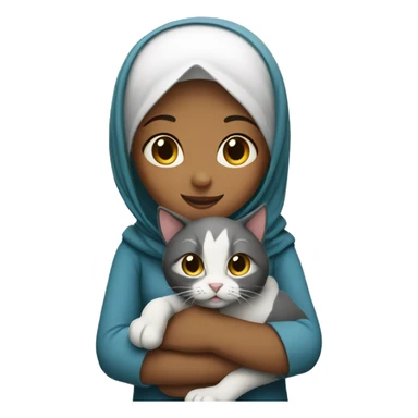 Muslim girl holding a cat sticker