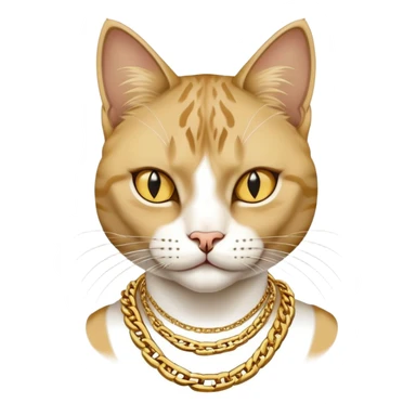female cat named Cleo, cool and aloof, Run DMC hip-hop vibes, wearing gold chains sticker
