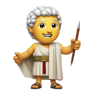 A senator in a toga, holding a writing quill in one hand and giving a thumbs-up with the other, as if approving something important. sticker