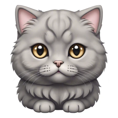 Cinematic Adorable Fluffy Grey Scottish Fold Cat Portrait Emoji, Head tilted cutely with big, sparkling eyes and adorable folded ears, soft grey fur with darker points on the ears, face, and paws, Simplified yet irresistibly adorable features, highly detailed, glowing with a soft, warm glow, high shine, affectionate and playful, stylized with a touch of whimsy, bright and endearing, soft glowing outline, capturing the essence of a curious and loving kitten with the signature charm of a Scottish Fold's unique folded ears, so cute it feels like it could leap out of the screen and snuggle up for a cuddle! sticker