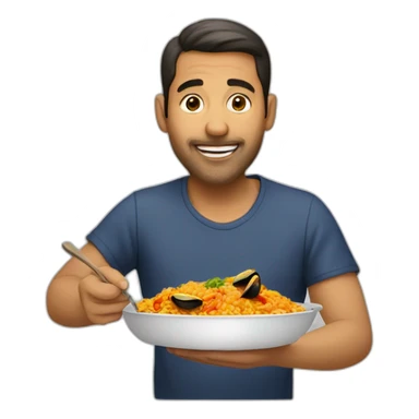 man eating paella sticker