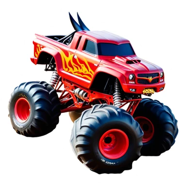 El Toro Loco - Monster Jam (Model Year: 2022) (Iconic colour: Red with horns) - An eye-catching monster truck with a wild, rebellious design in bold red. Include stylized, large horn graphics and aggressive facial elements that evoke a bull-like, ferocious appearance, exuding daring and unstoppable force. sticker