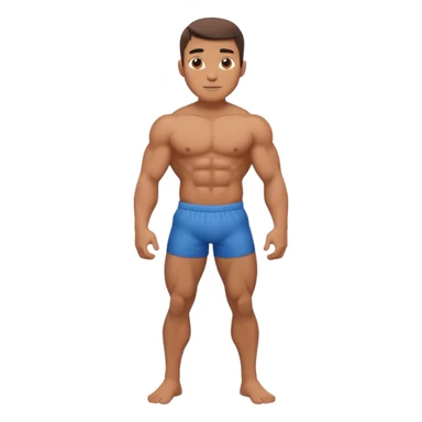Shirtless buff guy posing but his legs are very small sticker