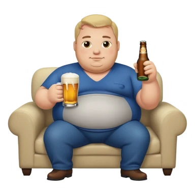 fat guy on couch with beer but very simple that i can use as background sticker