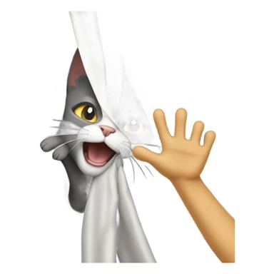 the cat clawed at the curtain on the window sticker