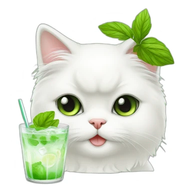 Cute white Persian cat drinking a mojito  sticker