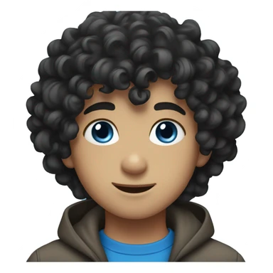boy with black curly hair and blue eyes sticker
