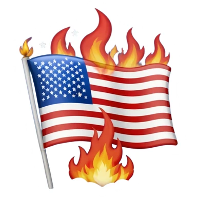 Burning american flag sticker