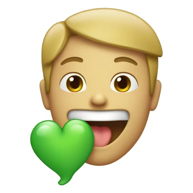 A person spitting green while smiling with a heart on the corner of it's head sticker