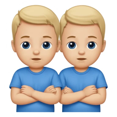 Twin baby boys with blue shirts on sticker