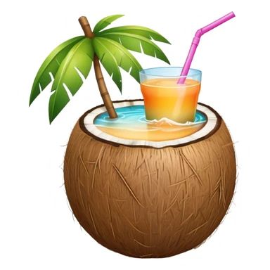 A tropical beach drink out of a coconut  sticker