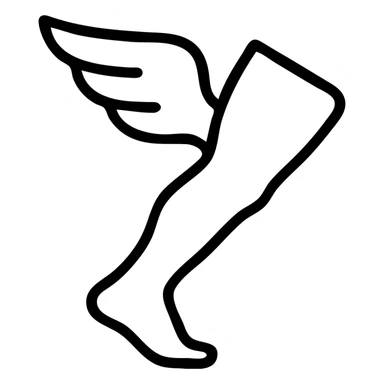 a flying leg with wings, outlined and simple sticker