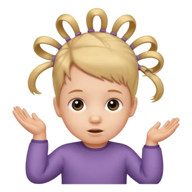 1 year old with a mini elastic holding a small group of hair on top of head. sticker