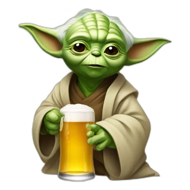 yoda avec une biere sticker