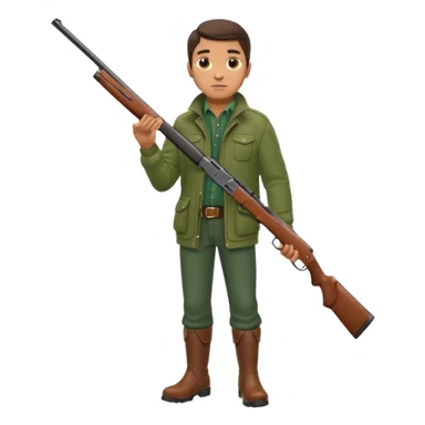 man hunter with a shotgun slung over shoulder, confident stance sticker