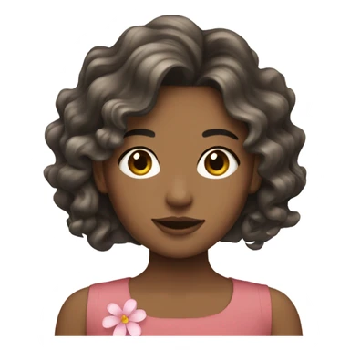 Pretty girl with wavy brunette hair with a flower clip sticker