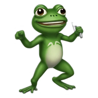 Pepe the frog holding Quebec flag sticker