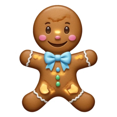 Gingerbread man with light blue bow sticker