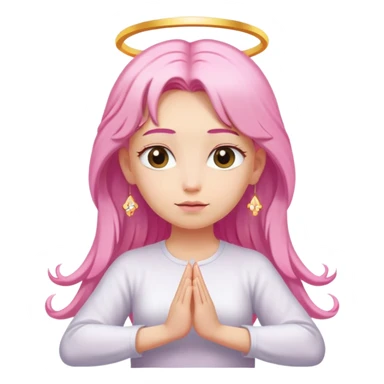blonde angel woman with long hair meditating with pink hair clips sticker