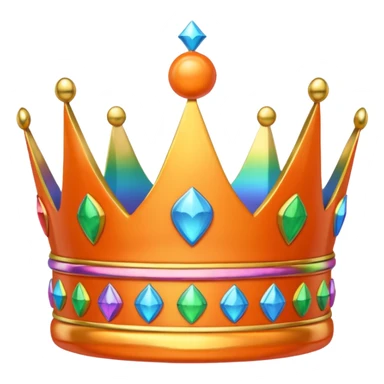 an orange colored 3d crown with rainbow accents sticker
