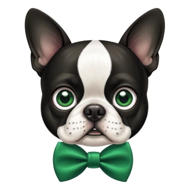 Boston Terrier with an emeral green bow tie sticker