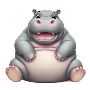 chubby baby hippo with a belly sticker