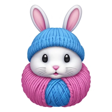 Bunny knitting yarn ball on head sticker