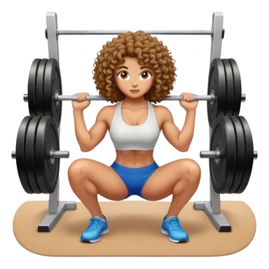 muscular curly girl doing squats at gym sticker