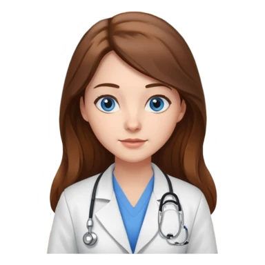pretty female nursing student with long brown hair, blue eyes inside a classroom at university sticker