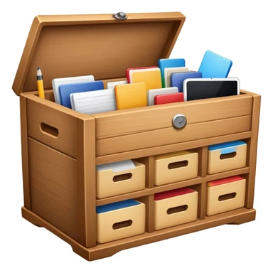 Box full of desktop material  sticker