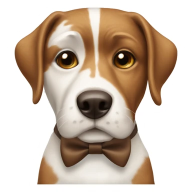 White and brown dog with bow tie  sticker