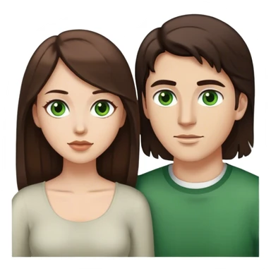 couple White man brown eyes and short dark BROWN hair and white woman with long brown hair and green eyes sticker